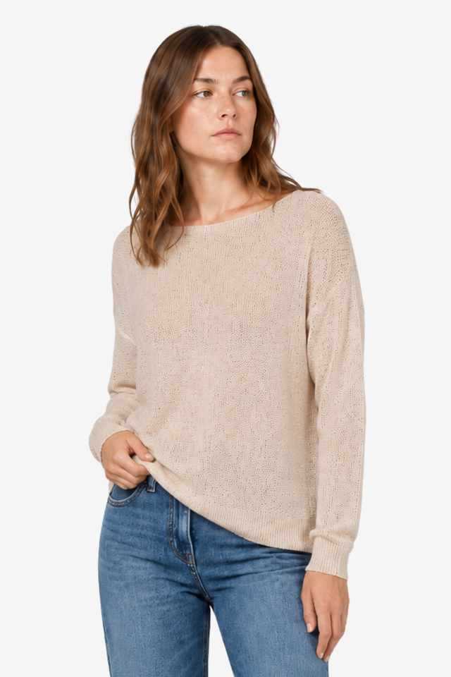 NOMU | Women's Knit Sweater – Relaxed Crew Neck Lightweight Design