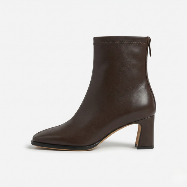 NOMU | Women's Minimalist Block Heel Ankle Boots – Sleek Side Zip Dress Boots