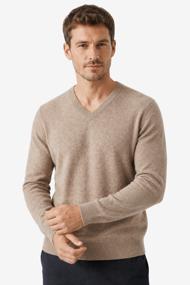 NOMU | Men's V-Neck Knit Sweater – Minimalist Soft-Touch Pullover