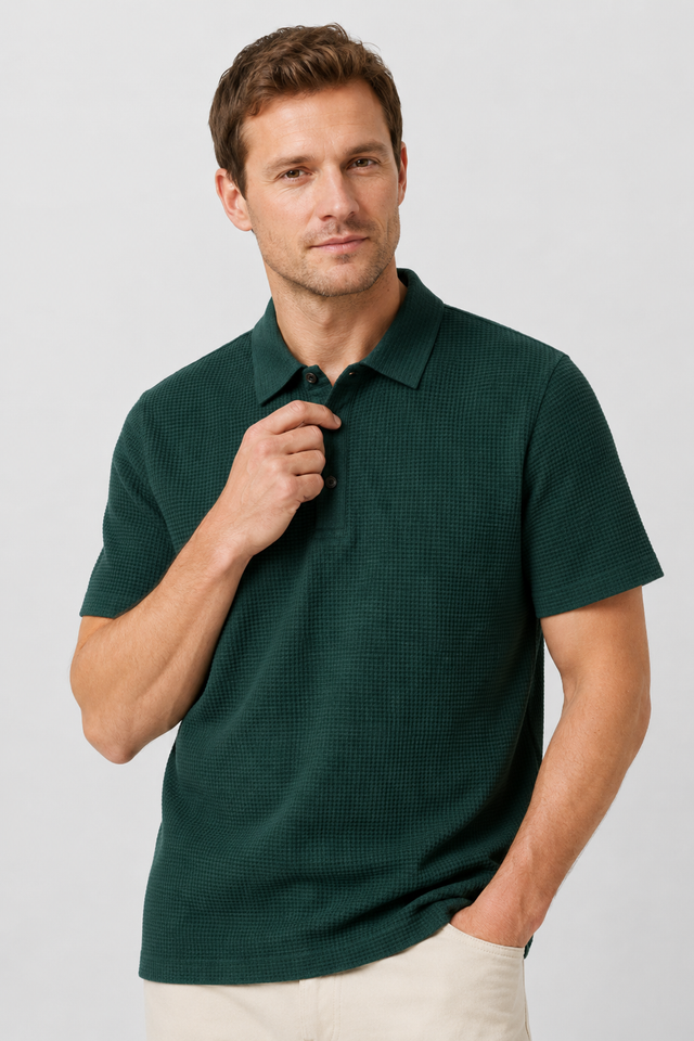 NOMU | Men's Textured Polo Shirt – Classic Short Sleeve Casual Fit