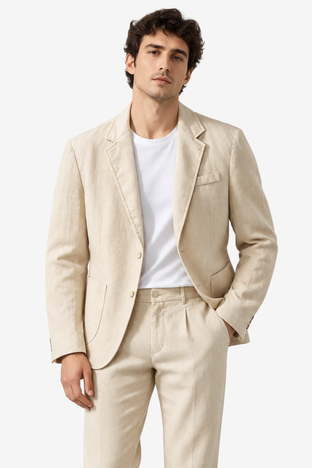 NOMU | Men's Lightweight Slim-Fit Blazer – Two-Button Front with Notched Lapel and Patch Pockets