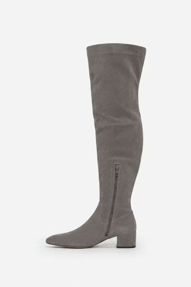 NOMU | Women's Over-the-Knee Stretch Boots – Minimalist Block Heel Thigh-High Boots