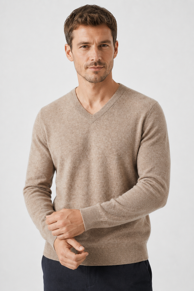 NOMU | Men's V-Neck Knit Sweater – Minimalist Soft-Touch Pullover