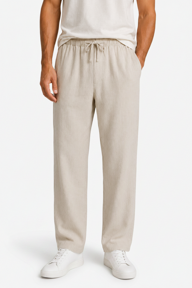 NOMU | Men's Linen Drawstring Pants – Relaxed Smart Casual Trousers