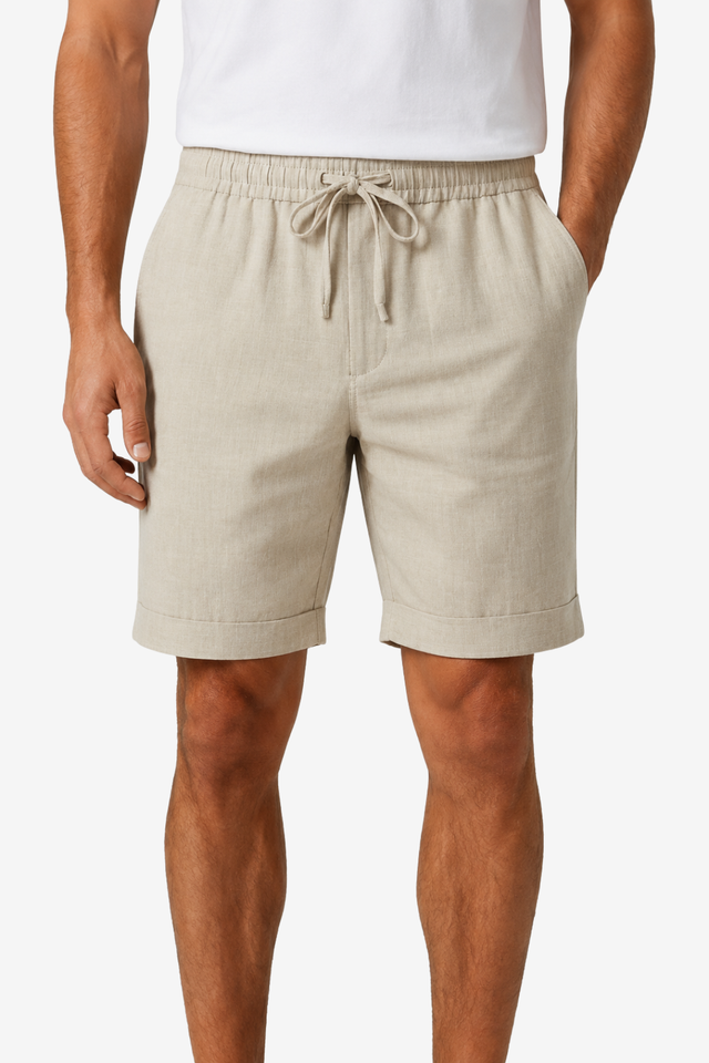 NOMU | Men's Linen Blend Drawstring Shorts – Casual Relaxed Summer Shorts