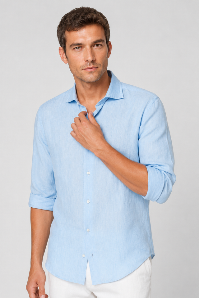 NOMU | Men's Lightweight Linen Button Down Shirt – Casual Long Sleeve Summer Top