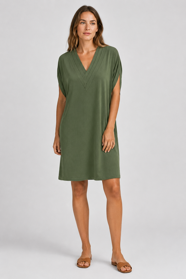 NOMU | Women's Casual V-Neck Loose Mini Dress – Comfortable Short Sleeve Everyday Dress