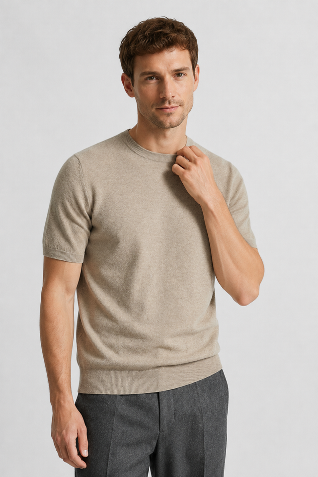 NOMU | Men's Fine Knit Crew Neck Sweater Tee – Minimalist Soft-Touch Top