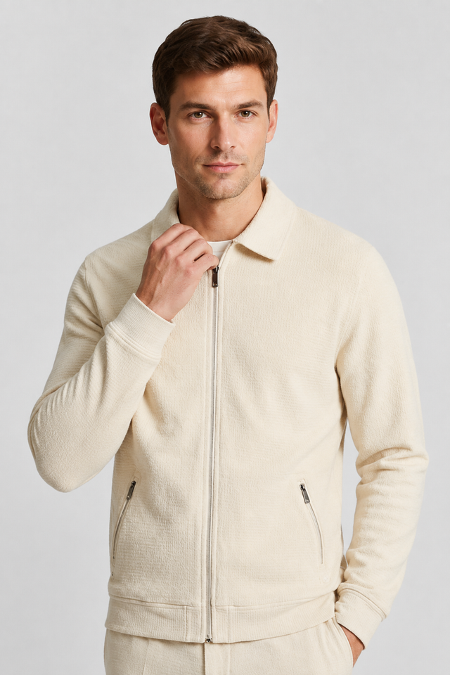 NOMU | Men's Textured Zip-Up Jacket – Minimalist Smart Casual Outerwear