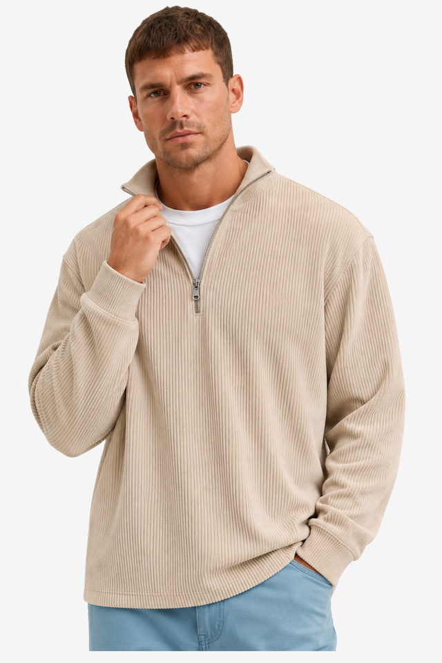 NOMU | Men's Casual Half-Zip Sweater – Relaxed Fit Long Sleeve Pullover Design