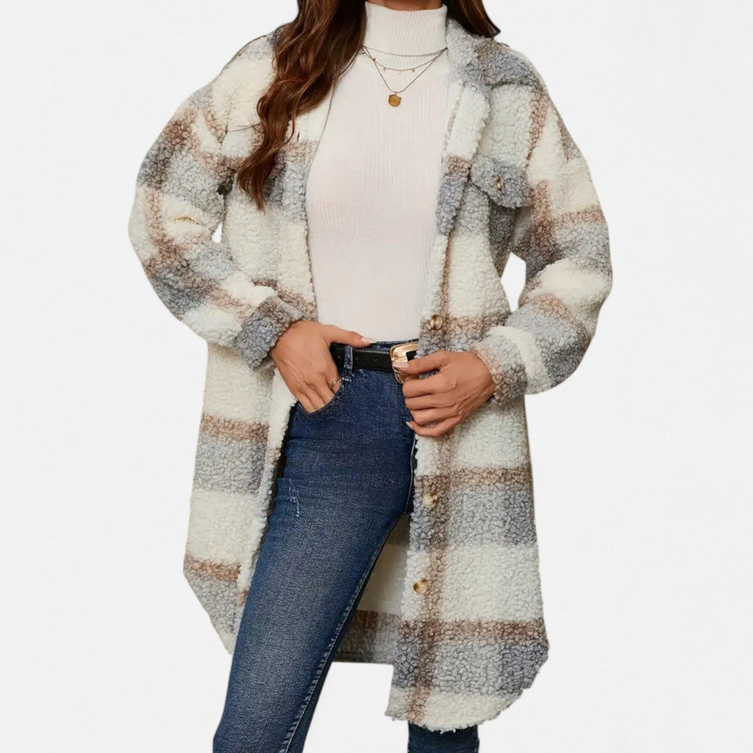 Women’s Plaid Fuzzy Coat – Heritage Charm