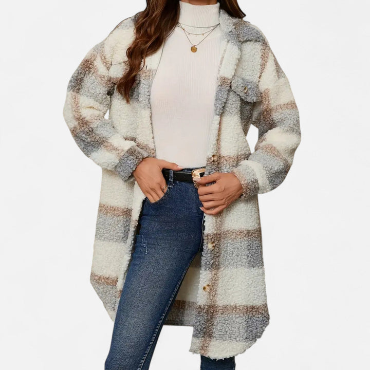 Women’s Plaid Fuzzy Coat – Heritage Charm