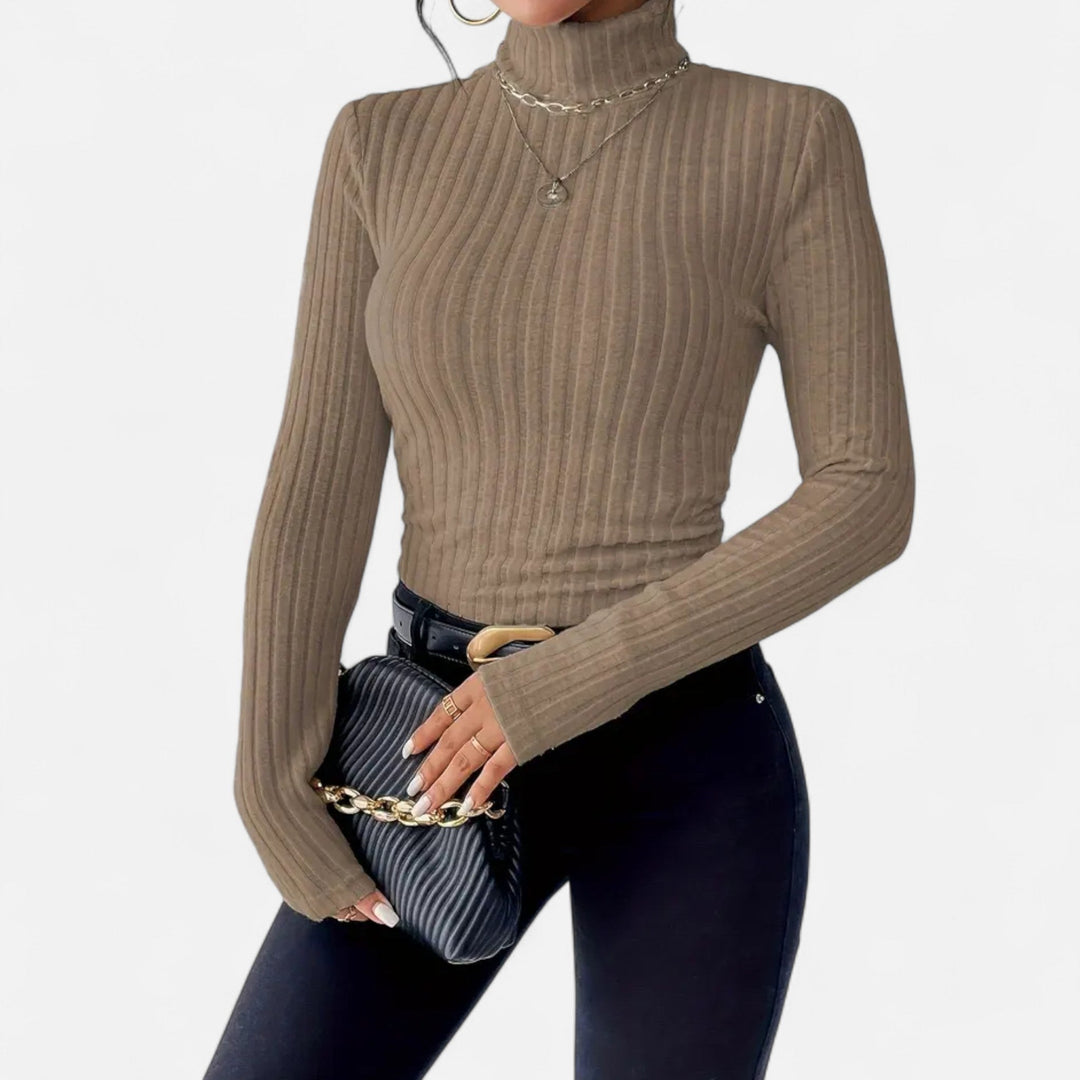 Women’s High Neck Knit Sweater – Heritage Elegance