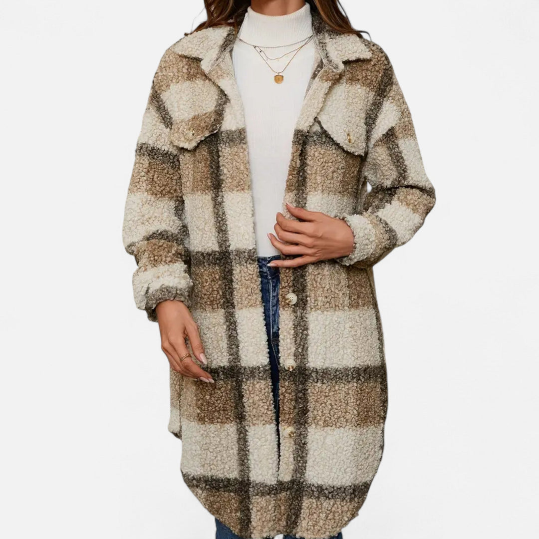 Women’s Plaid Fuzzy Coat – Heritage Charm