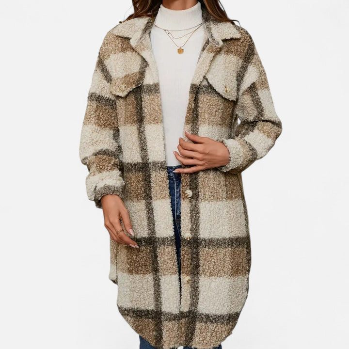 Women’s Plaid Fuzzy Coat – Heritage Charm