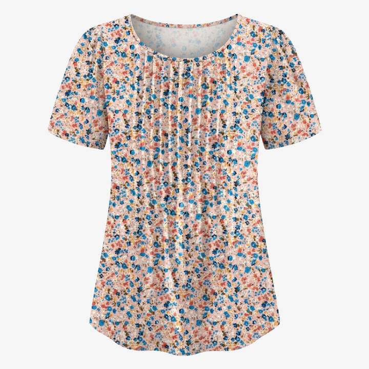 NOMU | Women’s Pleated Front Short Sleeve Blouse