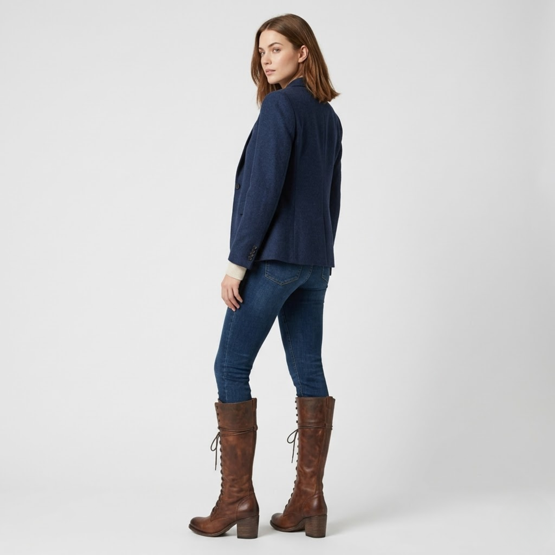 NOMU | Women's Vintage Lace-Up Knee-High Boots – Classic Block Heel Riding Boots