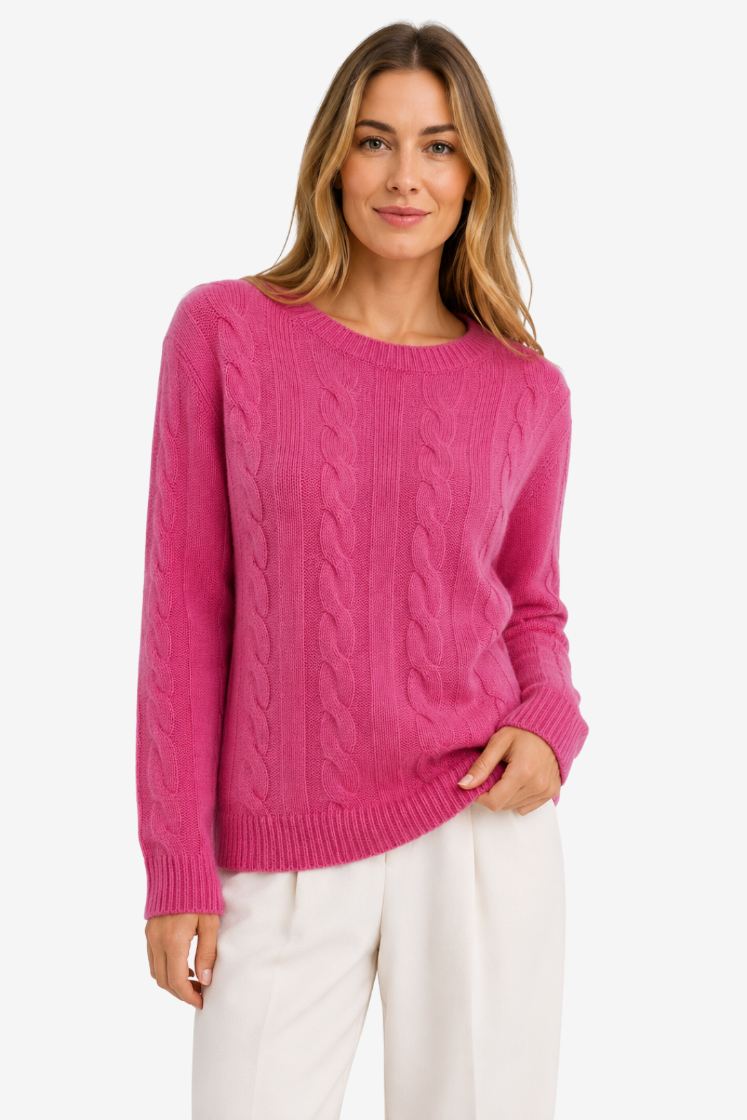 NOMU | Women's Cable Knit Sweater – Crew Neck Long Sleeve Cozy Design
