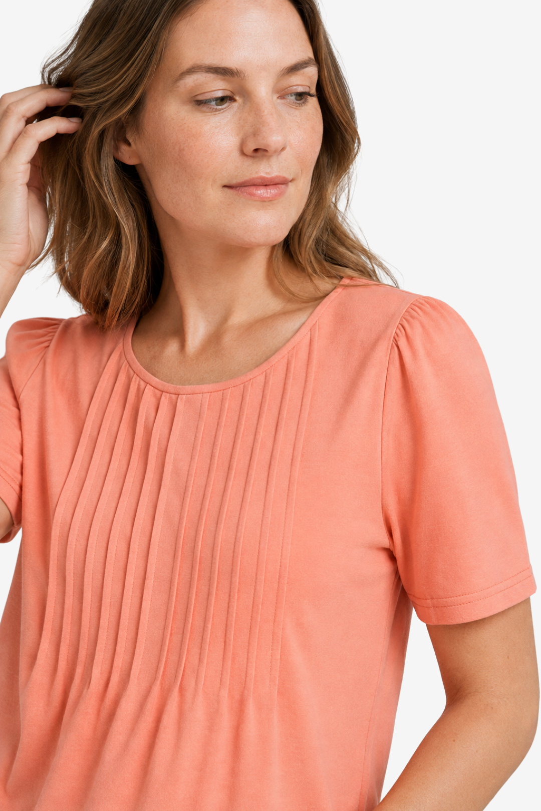 NOMU | Women’s Pleated Front Short Sleeve Blouse