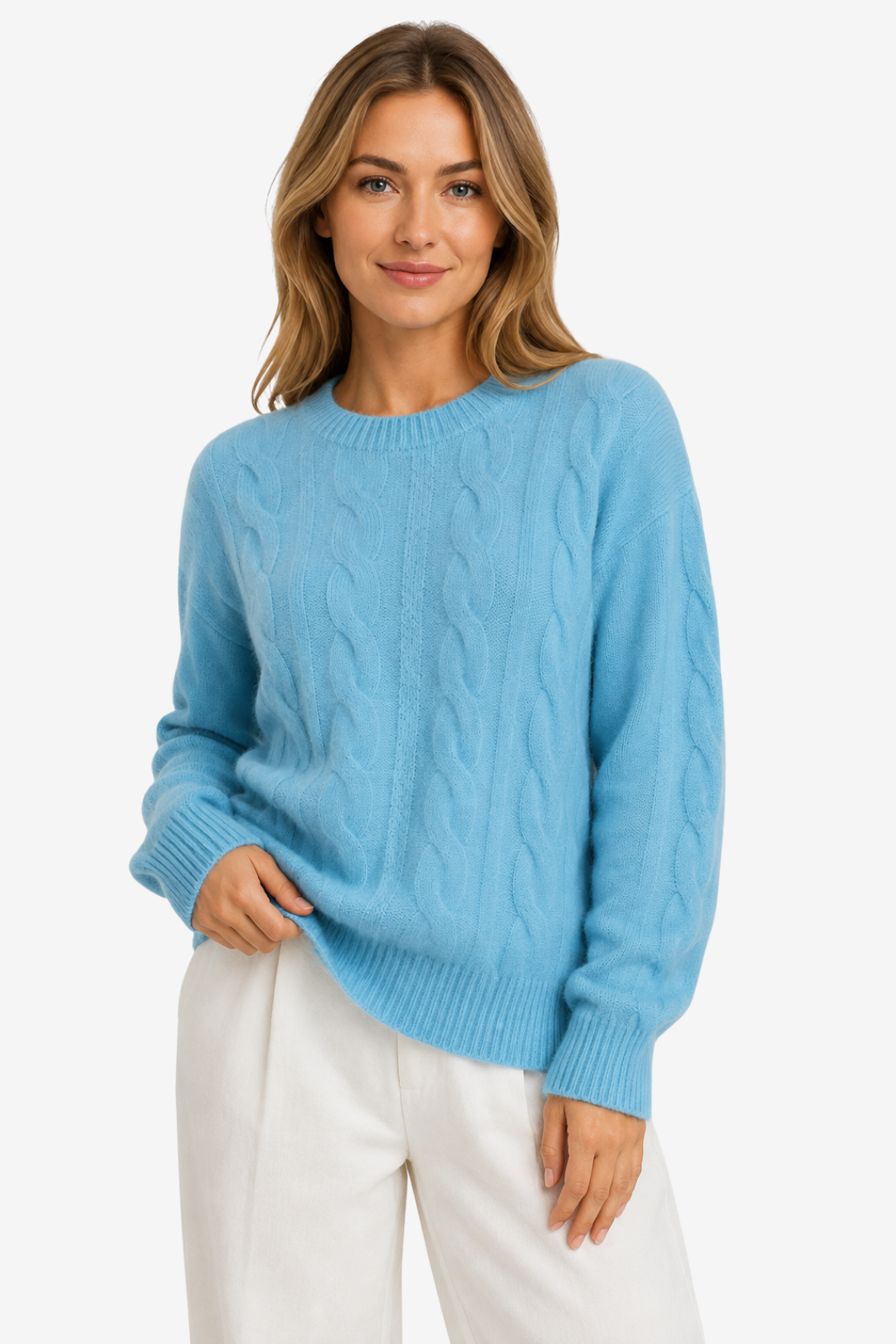 NOMU | Women's Cable Knit Sweater – Crew Neck Long Sleeve Cozy Design