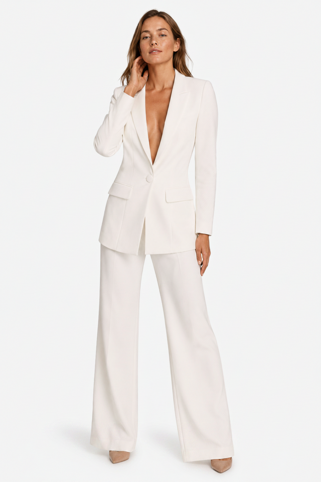 NOMU | Women's Two Piece Suit Set – Single Button Blazer Wide Leg Trousers Design