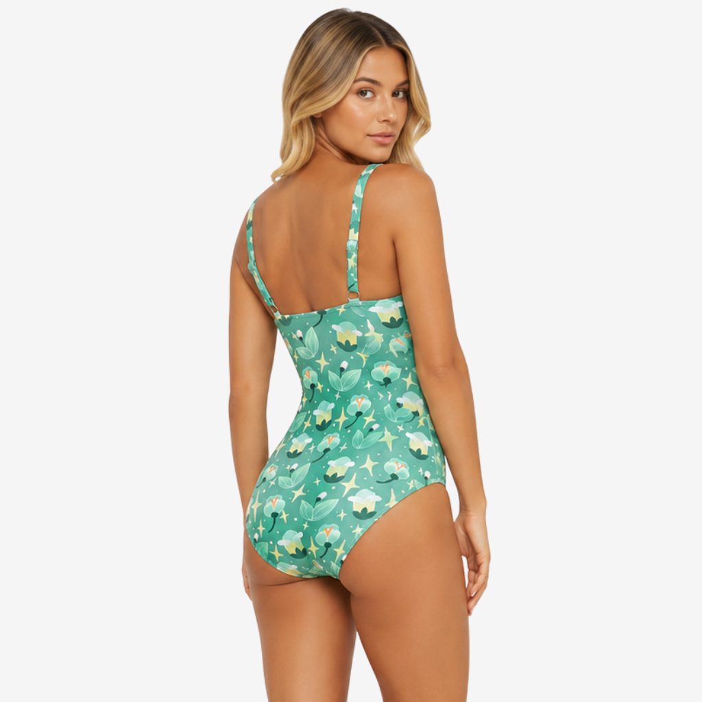 NOMU | Women's Floral One Piece Swimsuit – Ruched Tummy Control Slim Fit Swimwear