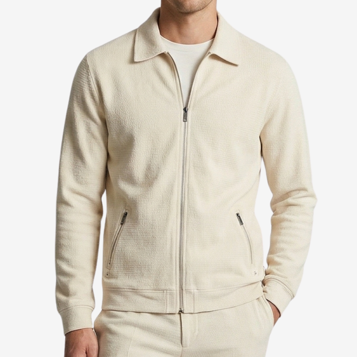 NOMU | Men's Textured Zip-Up Jacket – Minimalist Smart Casual Outerwear