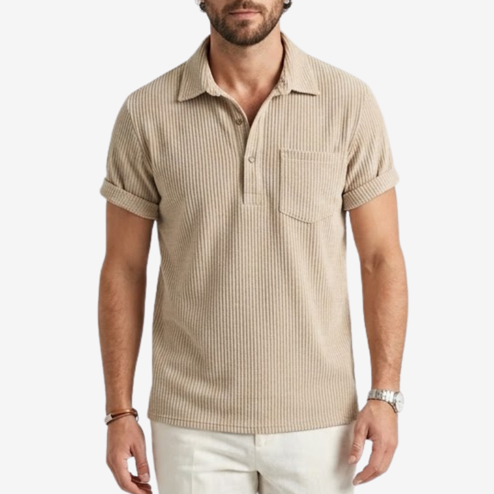 NOMU | Men's Ribbed Polo Shirt – Textured Short Sleeve Casual Fit