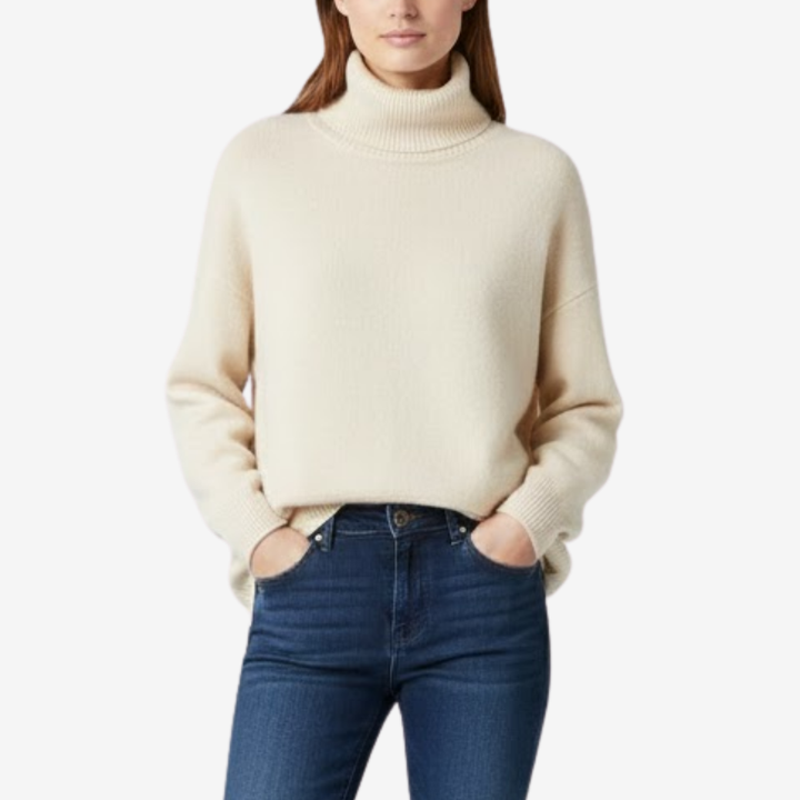 NOMU | Women's Oversized Turtleneck Sweater – Soft Relaxed Knit Pullover