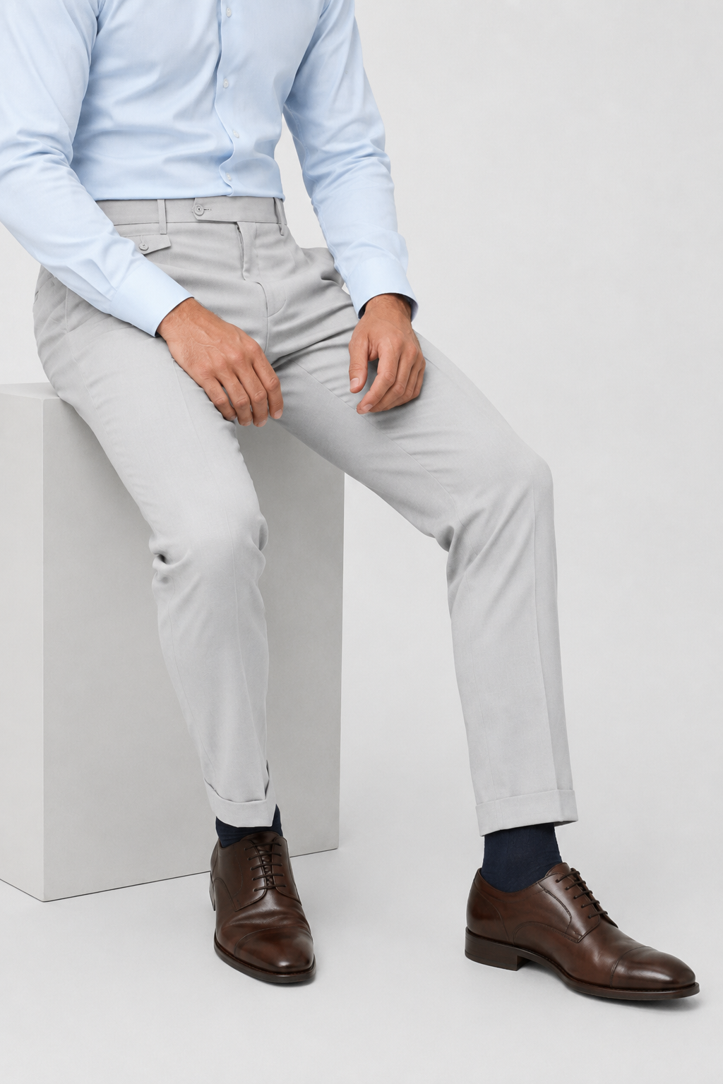 NOMU | Men's Slim Fit Ankle Dress Trousers – Modern Tailored Formal Pants