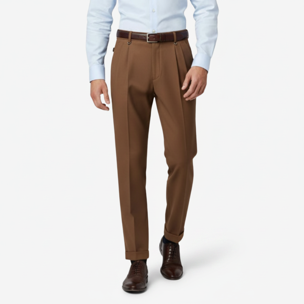 NOMU | Men's Pleated Tapered Dress Trousers – Classic Tailored Formal Pants