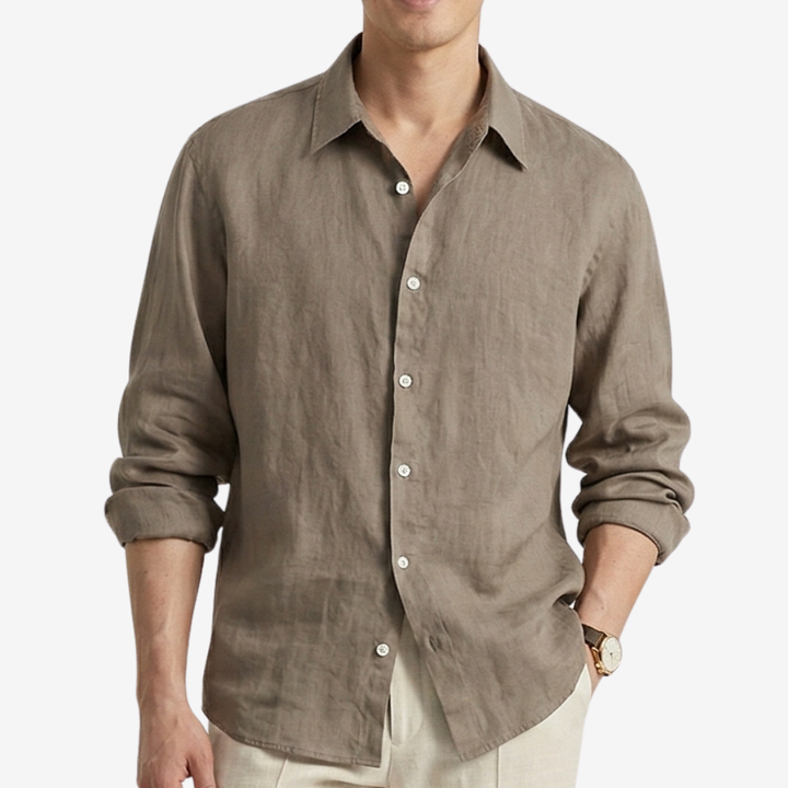 NOMU | Men's Linen Button Up Shirt – Lightweight Long Sleeve Casual Design