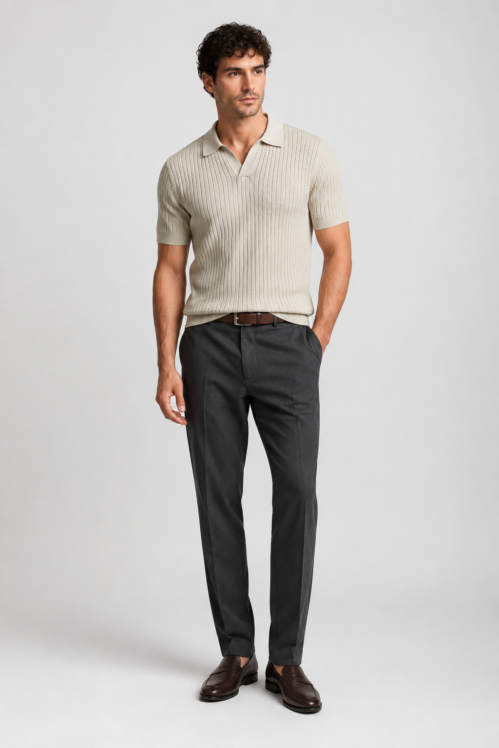 NOMU | Men’s Ribbed Short Sleeve Polo Shirt