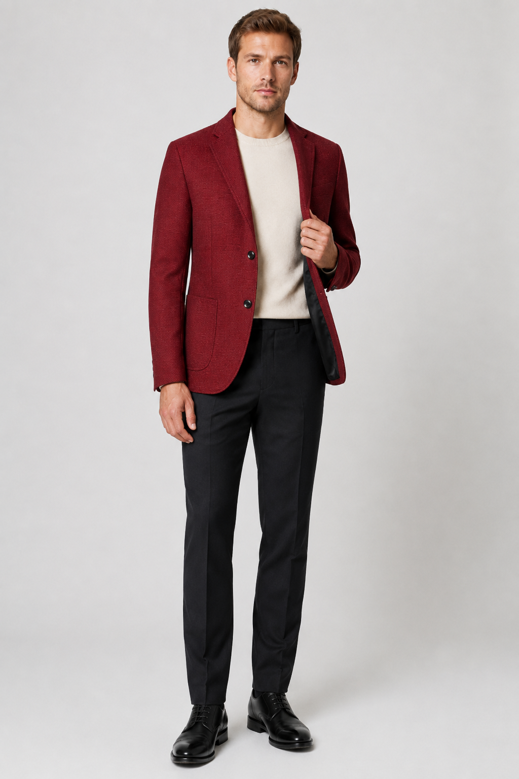 NOMU | Men's Textured Tailored Blazer – Smart Casual Single-Breasted Jacket