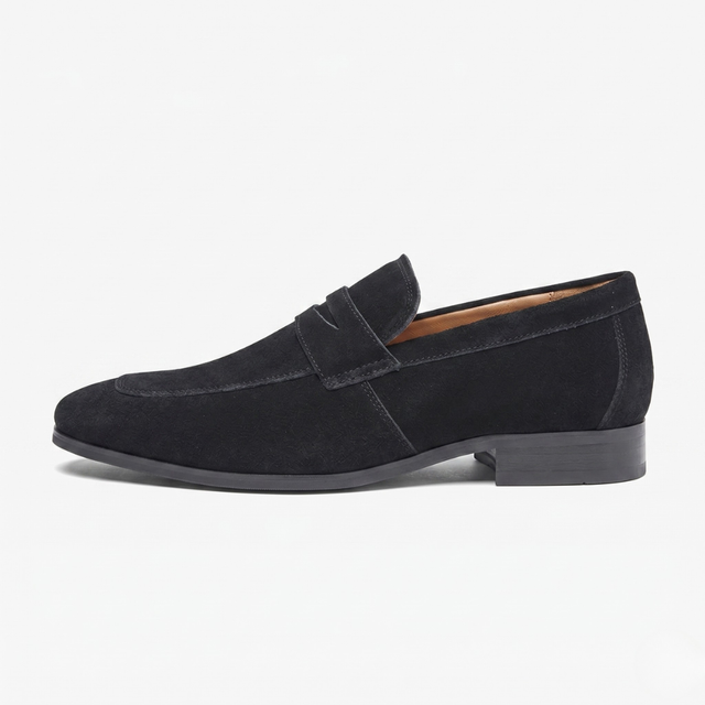 NOMU | Men's Suede Penny Loafers – Classic Slip-On Dress Shoes
