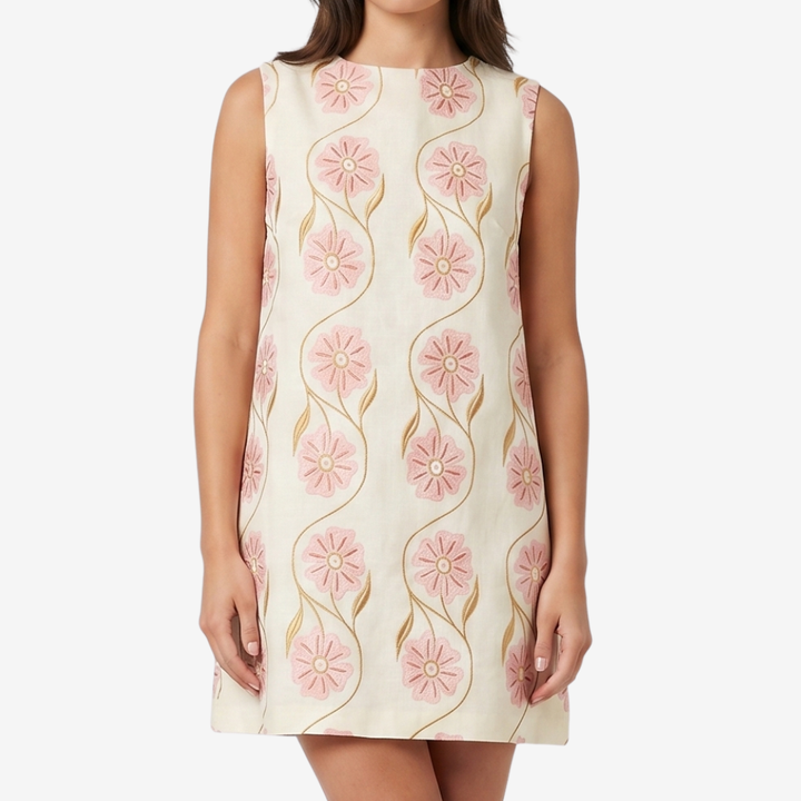 NOMU | Women's Printed Mini Dress – Sleeveless Crew Neck Shift Design