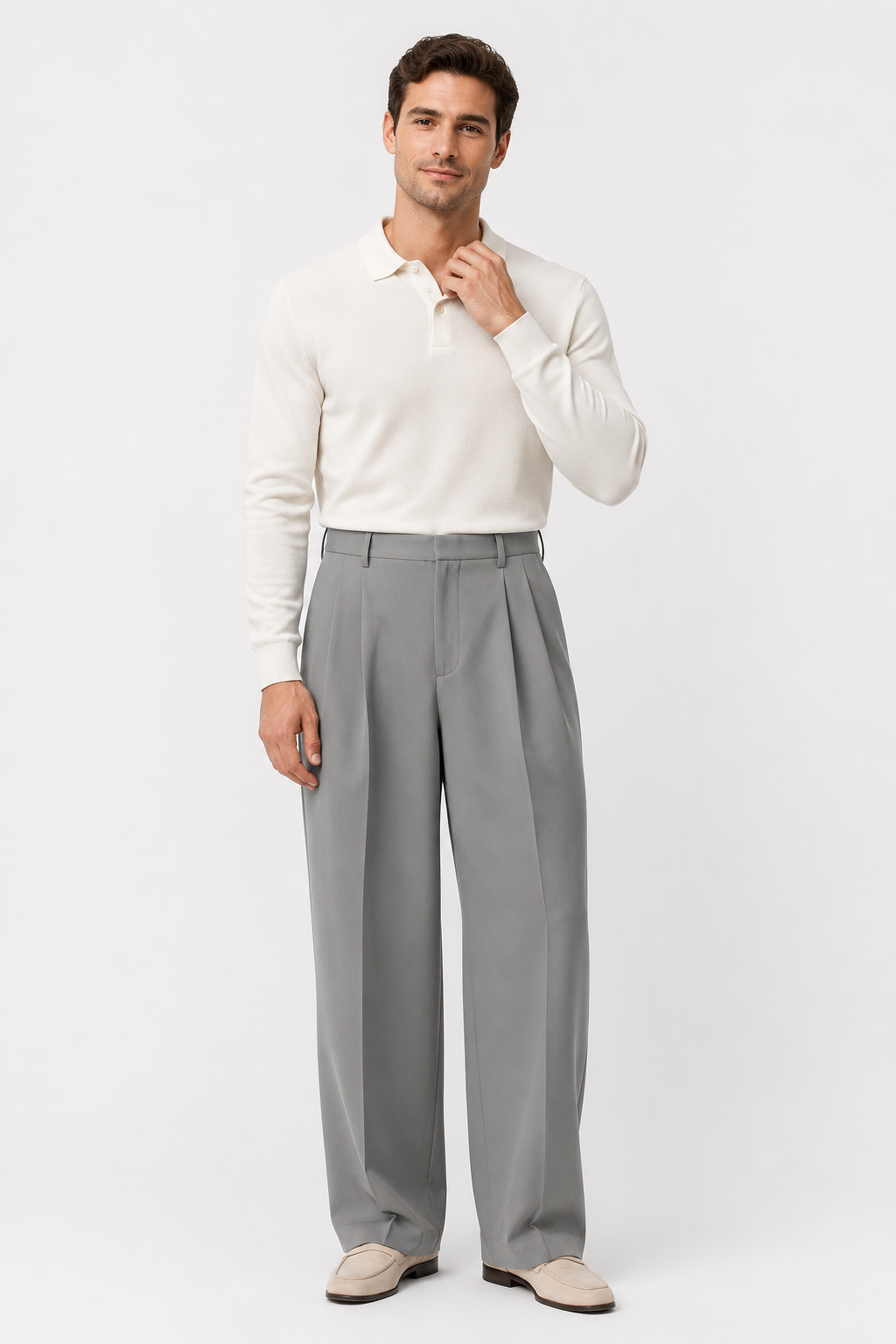 NOMU | Men's Pleated Dress Trousers – Tailored Relaxed Fit Formal Pants