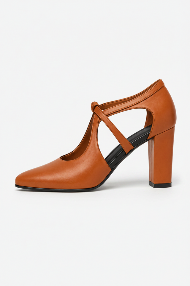 NOMU | Women's Block-Heel Sandals – Cut-Out Upper Ankle Strap Design