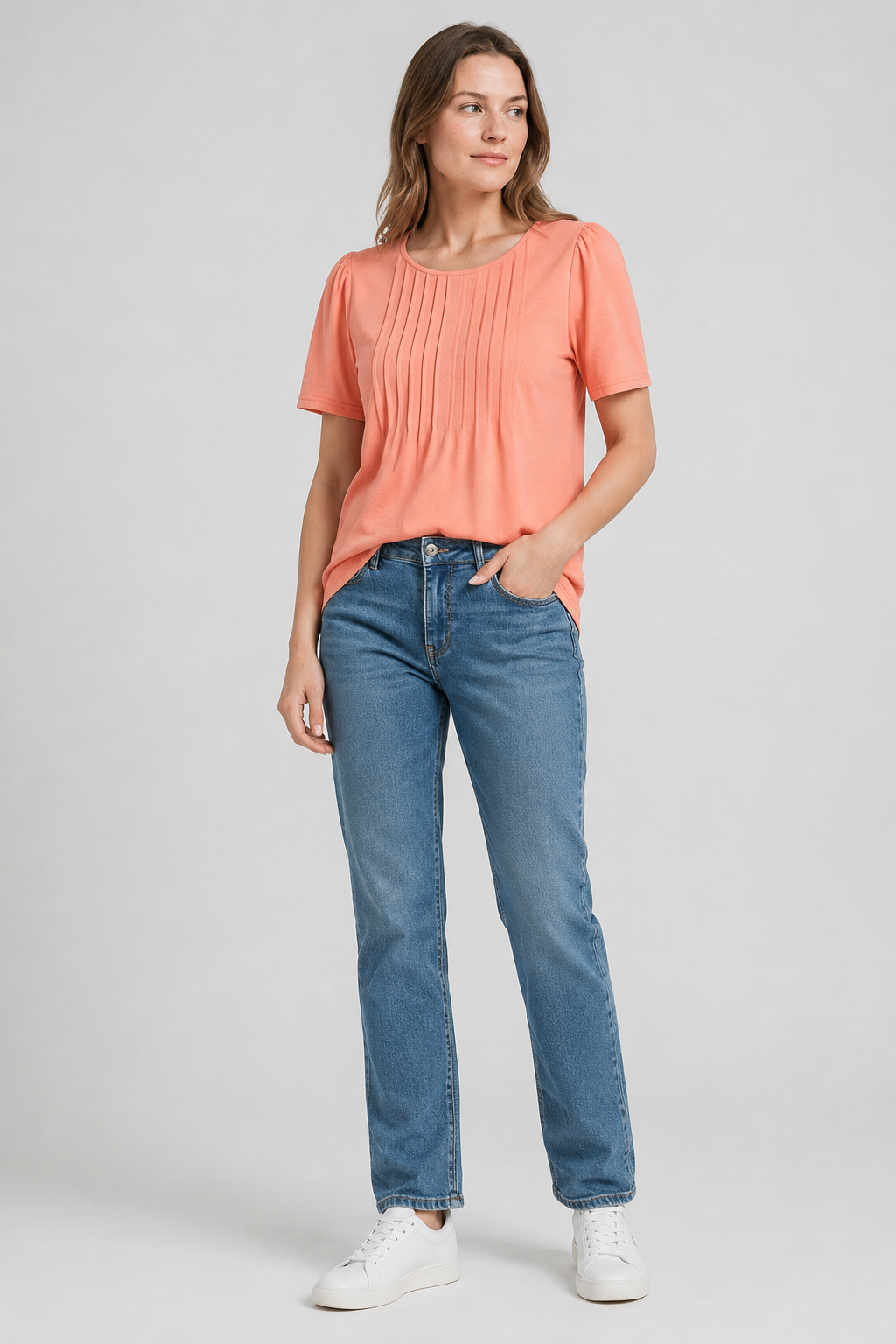 NOMU | Women’s Pleated Front Short Sleeve Blouse