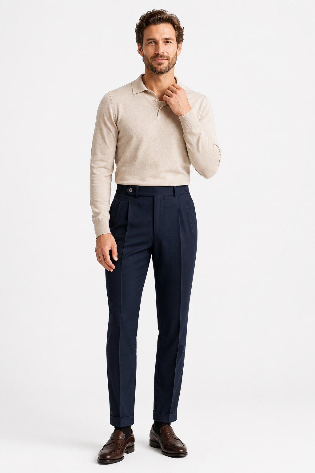 NOMU | Men's Tailored Pleated Ankle Trousers – Modern Slim Fit Dress Pants