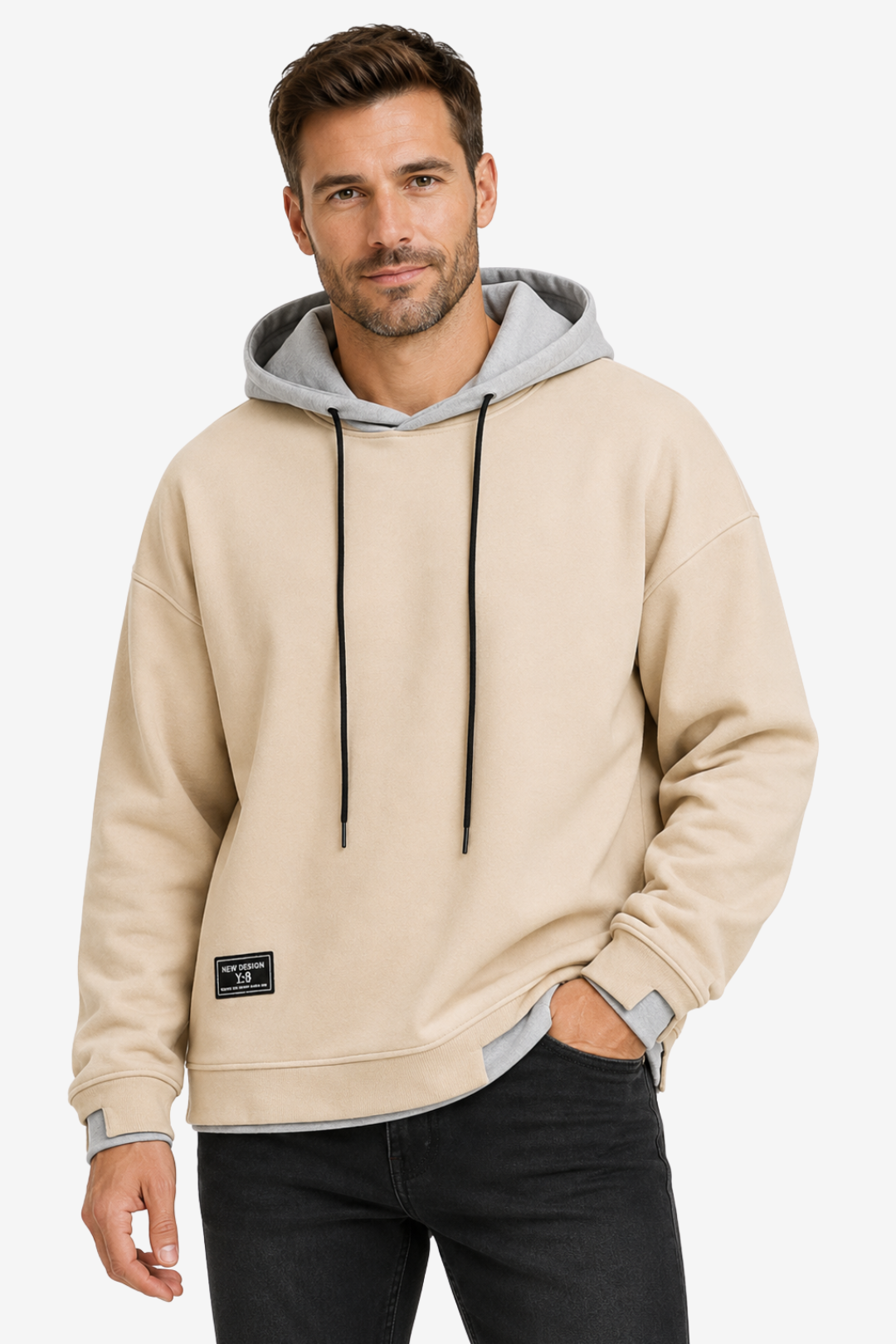 NOMU | Men's Layered Hoodie – Contrast Hood Relaxed Pullover Design