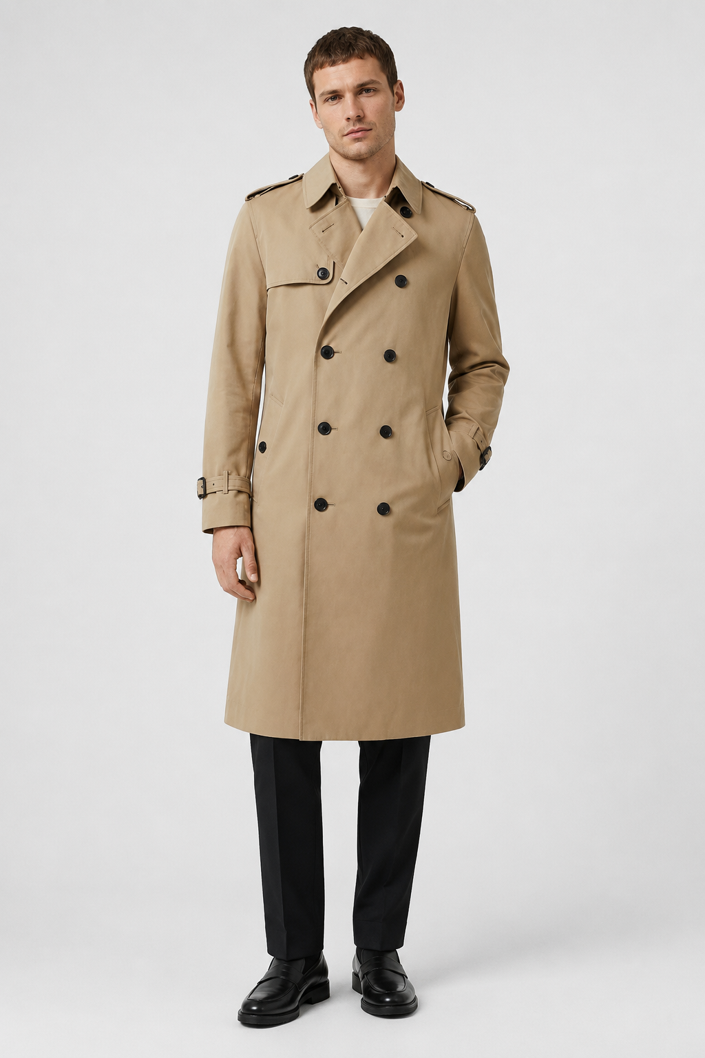 NOMU | Men's Classic Double-Breasted Trench Coat – Timeless Tailored Outerwear