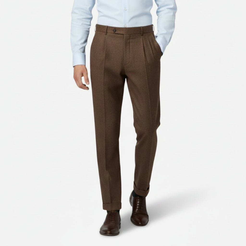 NOMU | Men's Tailored Pleated Ankle Trousers – Modern Slim Fit Dress Pants