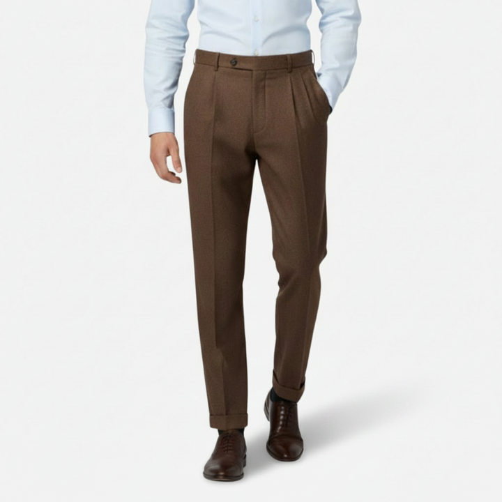 NOMU | Men's Tailored Pleated Ankle Trousers – Modern Slim Fit Dress Pants
