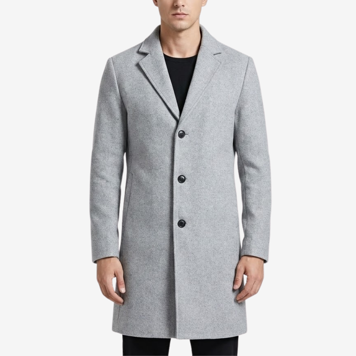 NOMU | Men's Classic Wool Blend Overcoat – Tailored Single-Breasted Coat