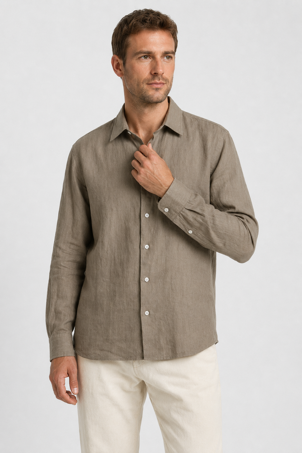 NOMU | Men's Linen Button Up Shirt – Lightweight Long Sleeve Casual Design