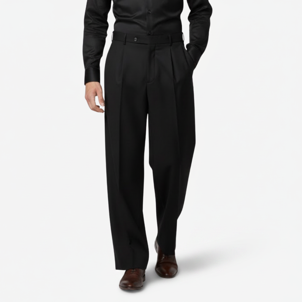 NOMU | Men's Pleated Dress Trousers – Tailored Relaxed Fit Formal Pants