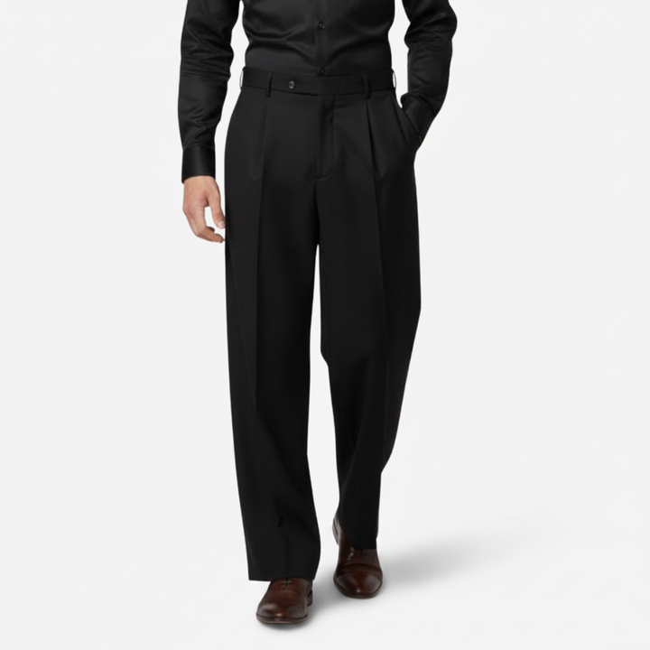 NOMU | Men's Pleated Dress Trousers – Tailored Relaxed Fit Formal Pants