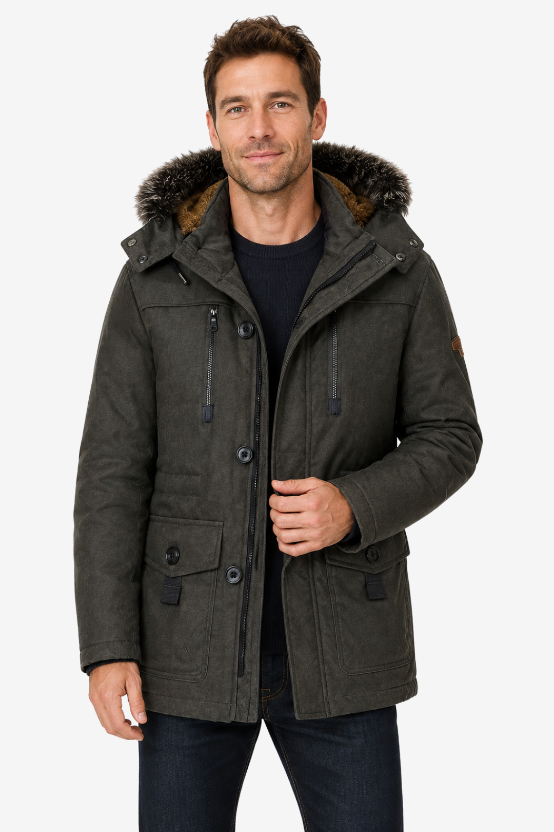 NOMU | Men's Winter Hooded Jacket – Faux Fur Trim Insulated Outdoor Design