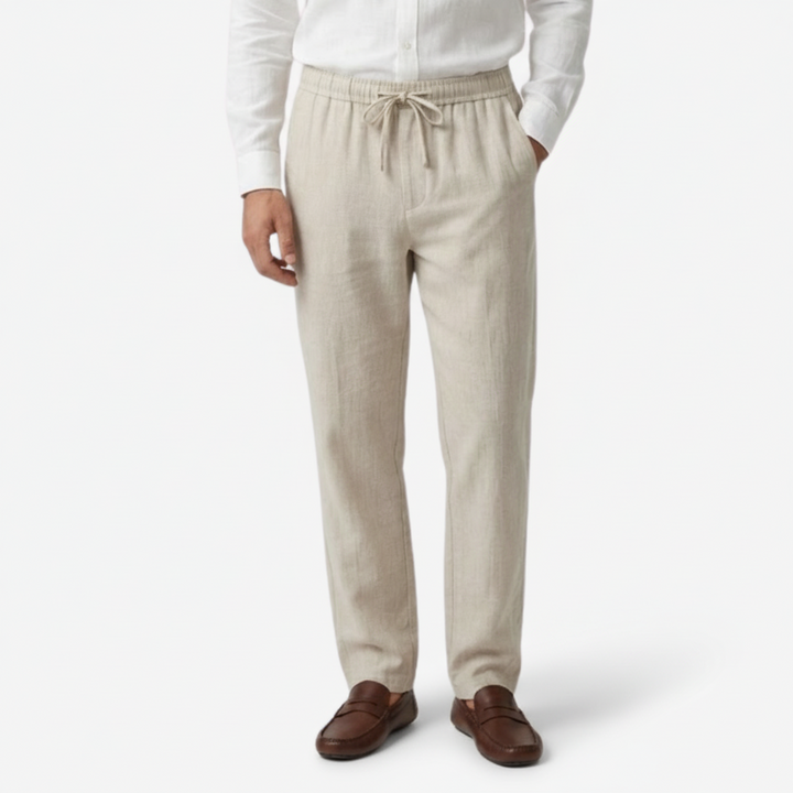 NOMU | Men's Linen Drawstring Pants – Relaxed Smart Casual Trousers